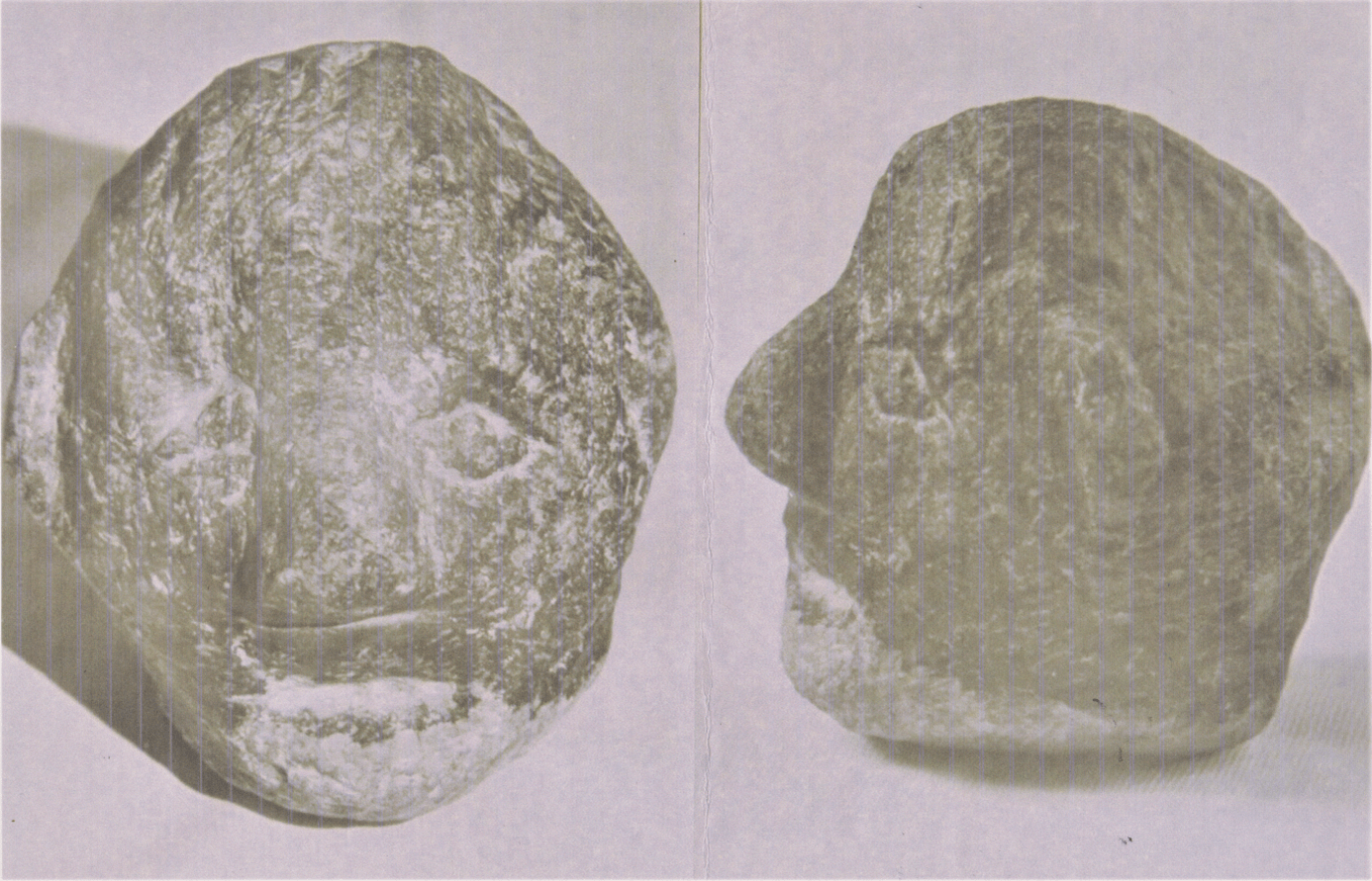Tête sculptée en pierre, ibère ou celtibère – 500 à 400 avant notre ère.